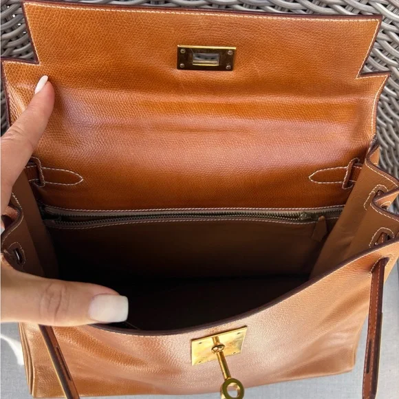 Authentic HERMES vintage KELLY 28 gold Courchevel Circa 1963 🦄 - Picture 5 of 16